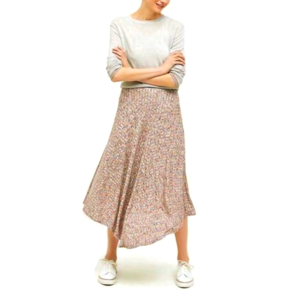 ANTHRO Parque Knit Maxi Skirt Asymmetric Swing Sz M Vanessa Virginia - Picture 3 of 10